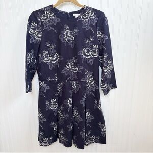 The Gap Navy Blue & White Floral Pleated Fit N Flare Dress Women’s Size 8 NEW